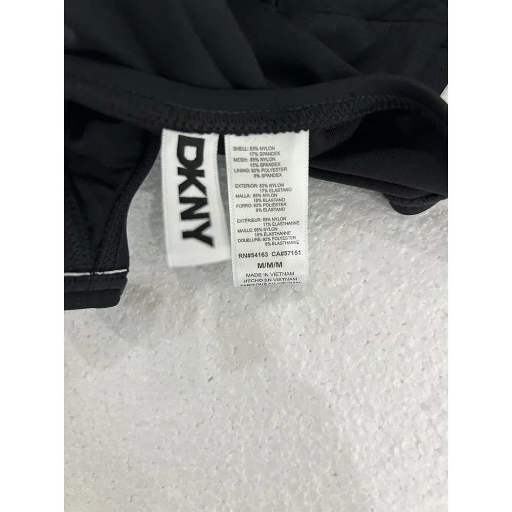 DKNY Womens Ruffle‎ Plunge V-Neck One Piece Swimsuit Solid Black Size M NWT - Picture 7 of 8